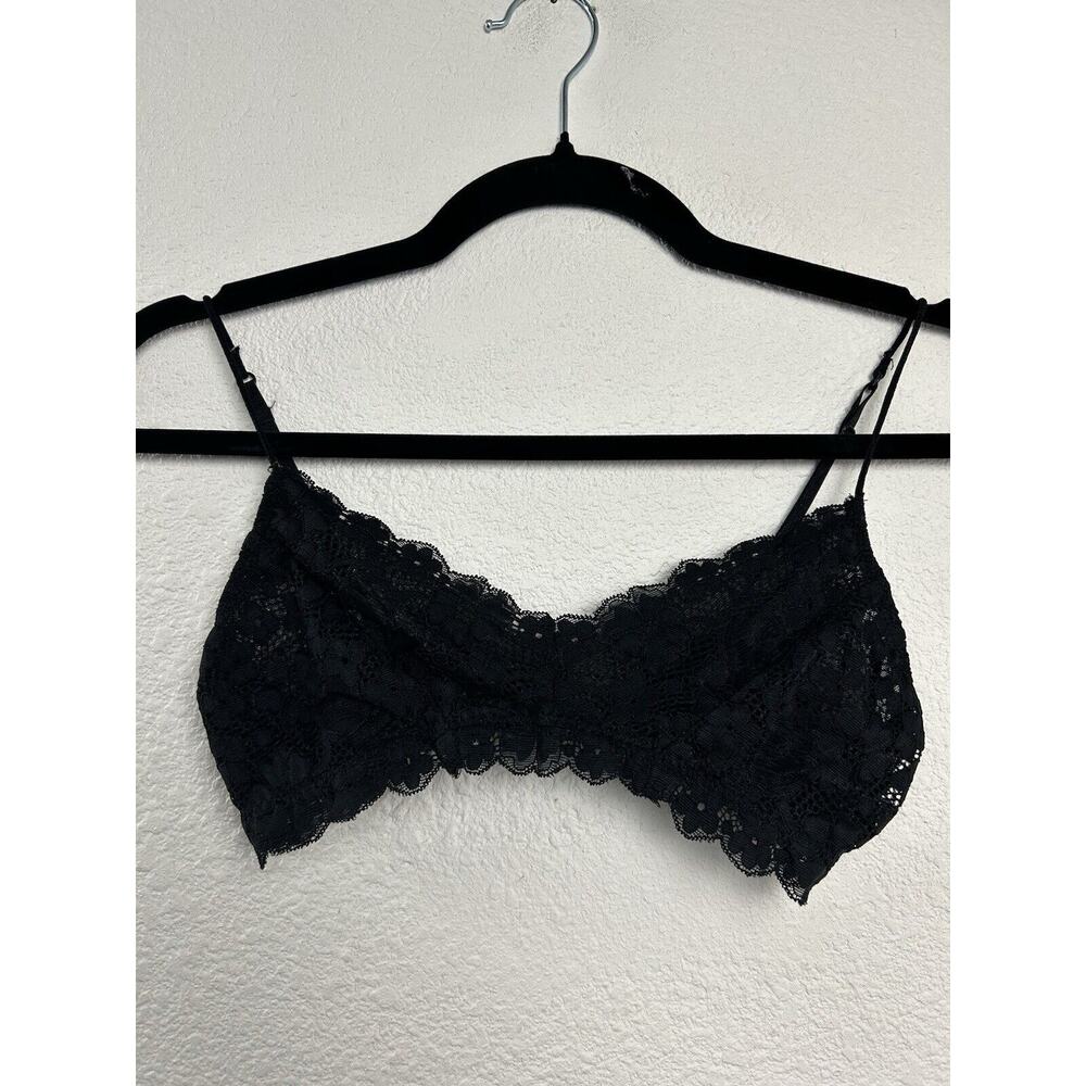 Black Size M Womens Lace Unlined Wireless Back Closure‎ Bralette